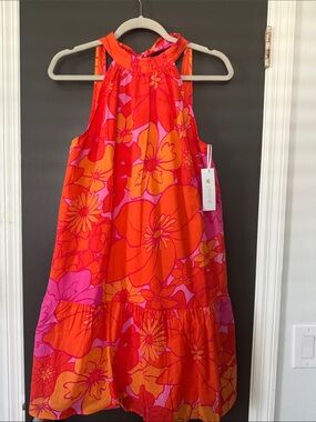 J.Marie Orange, Pink & Yellow Floral Halter Dress